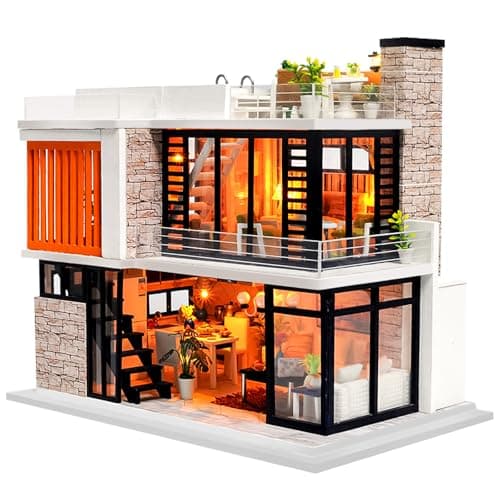 Spilay Dollhouse Miniature with FurnitureDIY Kit Mini Modern Villa Model with Music Box124 Scale Creative Doll House Best Christmas Birthday Gift for Lovers Boys and GirlsFlorence