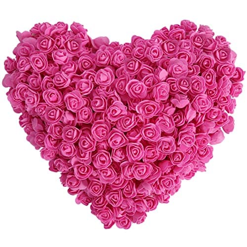 INSUNSIX Mini Foam Rose Heads 500PCS Artificial Flower Foam Fake Flower Bulk for DIY Crafts Wedding Bouquets Baby Shower Centerpieces Floral Arrangements Party Tables Home Decorations(Deep Pink)