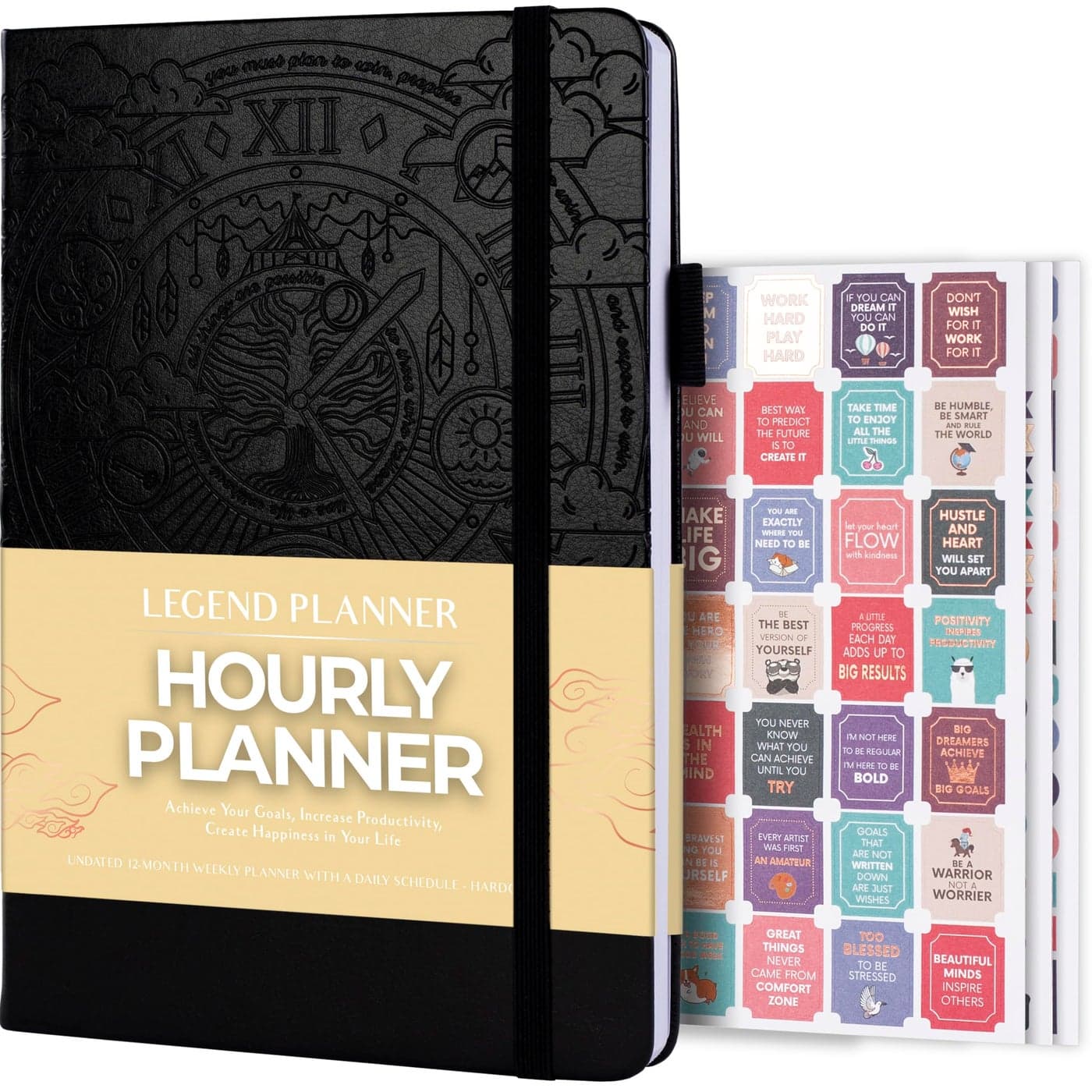 Legend Undated Hourly Planner Hourly Day Planner with Time Slots Weekly Time Management Organizer Appointment Book A5 Size Black