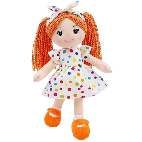 June Garden 18" Snuggle Cuties Bella - Soft Cuddly Plush Doll Gift for Girls - Huggable Rag Doll - Orange L