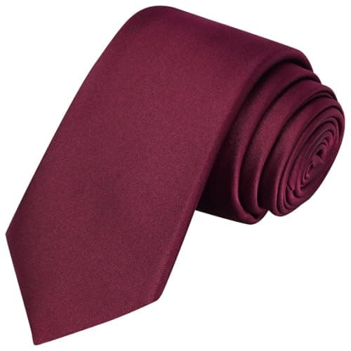 KissTies Boys' Tie Burgundy Red Satin Necktie For Kids Boys Ties + Gift Box