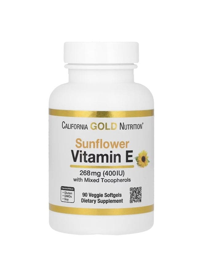 California Gold Nutrition, Sunflower Vitamin E with Mixed Tocopherols, 400 IU, 90 Veggie Softgels