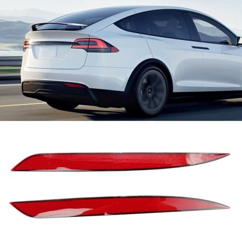 Jaronx Compatible with Tesla Mode Y Rear Bumper Reflector 20202023 Left Right Rear Bumper Red Marker Lights Lens Trim Tail Reflector Light Replacement for Model Y
