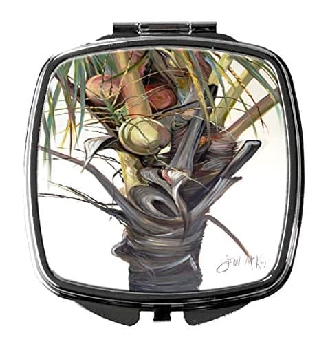 Caroline's Treasures JMK1279SCM Coconut Tree Top Compact Mirror Decorative Travel Makeup Mirror for Women Girls Gifts Pocket Makeup Mirror Folding Handheld