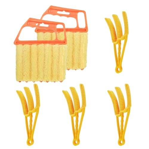 6pcs Window Venetian Blind Cleaner Duster Tool Include 4pcs 7 Finger Blind Duster Brush 2pcs Shutter Cleaner Brushes Air Conditioner Wood Vinyl Blindsfor Blinds Air Conditioner Vent Keyboard