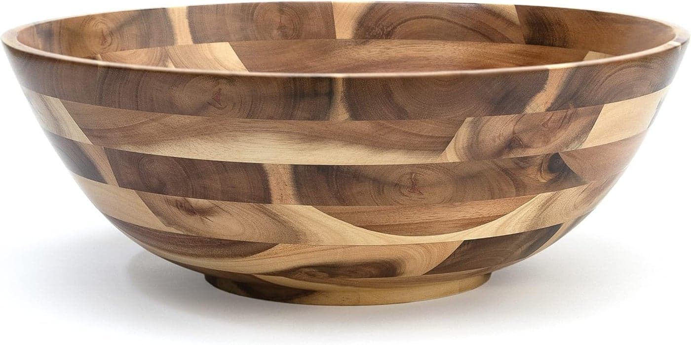 Lipper International Acacia Footed Round Flared Serving Bowl for Fruits or Salads Large 1375 Diameter x 5 Height Single Bowl