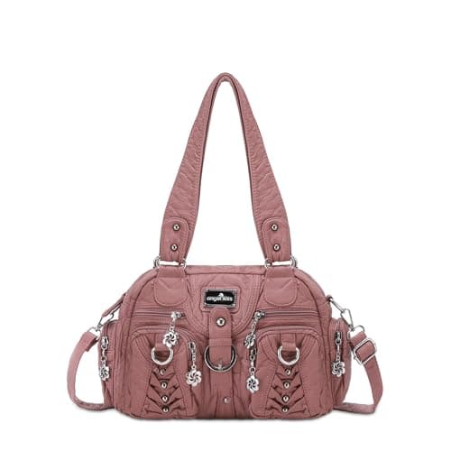 Angel Kiss Small Purse Handbag for Women Crossbody and Shoulder Bags Multipocket Soft Hobo Purses Adjustable Strap(Pink)