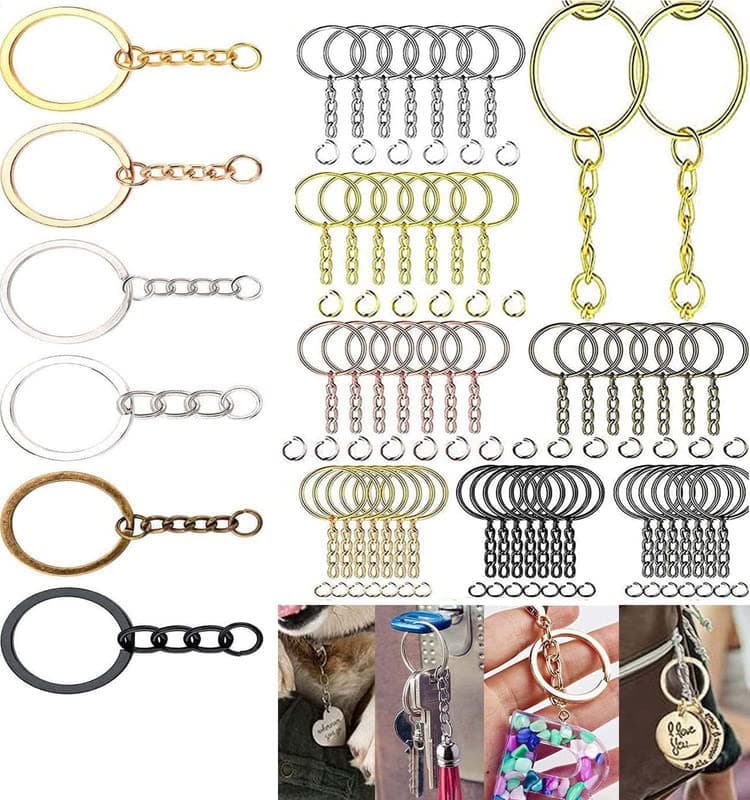 DIY Crafts 35 Chain+Key Chain, Antique Gold, Swivel Clasps Set Metal Lanyard Snap Hook, Lobster Claw Clasps Keychain Rings Open Rings Eye Screws P(35 Chain+Key Chain, Antique Gold)