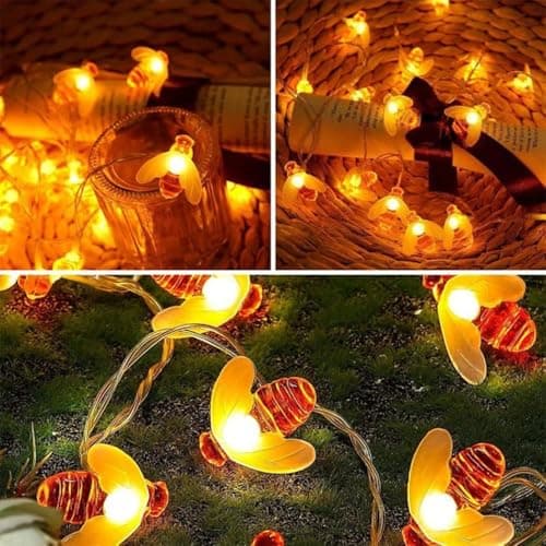 KHIZAR LED String Lights for Bedroom Decor – Decorative Fairy Lights for Kids Room, Girls Room & Home Decoration, Fairy Lights for Ramadan, Eid, Wedding, Party & Indoor Room Decor (Honey BEE Light)
