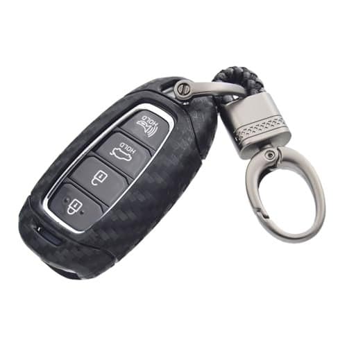 Zorratin Carbon Silicone Key Fob Cover Keychain for Hyundai Kona Azera Grandeur IG Elantra GT Santa Fe Veloster Venue 2018 2019 2020 2021 2022