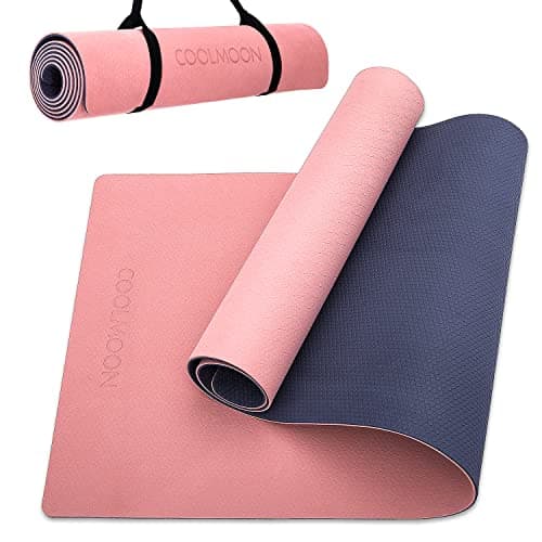 COOLMOON Yoga Mat Non Slip, Anti-Tear 1/4 Thick TPE Yoga Mats for Women and Men, 72"x24" Exercise & Fitness Mat with Carrying Strap, Workout Mats for Yoga, Pilates and Floor Exercise