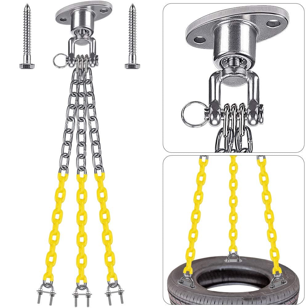 BeneLabel Tire Swing Kit Heavy Duty Swing Hanger with Coated Chains and Hooks 360 Rotation 700 LB Capacity