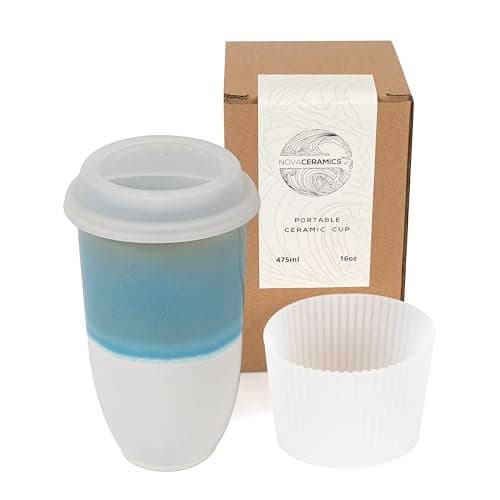 NOVA CERAMICS Travel Coffee Tumbler – Travel Mug - On the Go Coffee Mug – Microwave & Dishwasher Safe Green CoffeeTumbler - Gifts For Women Men Him Her – 16oz – Lagoon