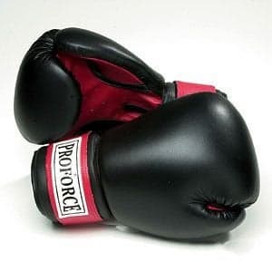 ProForce Leatherette Boxing Gloves - Black with Red Palm - Black - 12 oz.