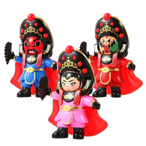 YUE MOTION Sichuan Opera Face Changing Doll 3 PackMask Shifting Puppet Decoration Bian Lian Plastic Decorative Ornament Toys with 4 Unique Faces Fidget Toys for Christmas Stocking Stuffer