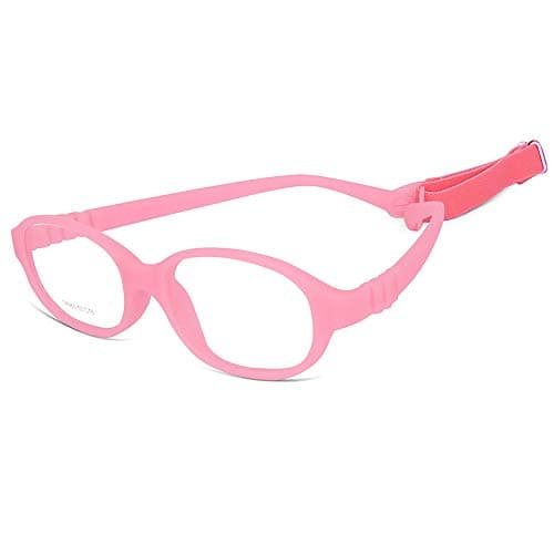 AQWANO Children Optical Glasses Frame TR90 Flexible Bendable One-piece Safe Eyeglasses Girls Boys Oval Pink