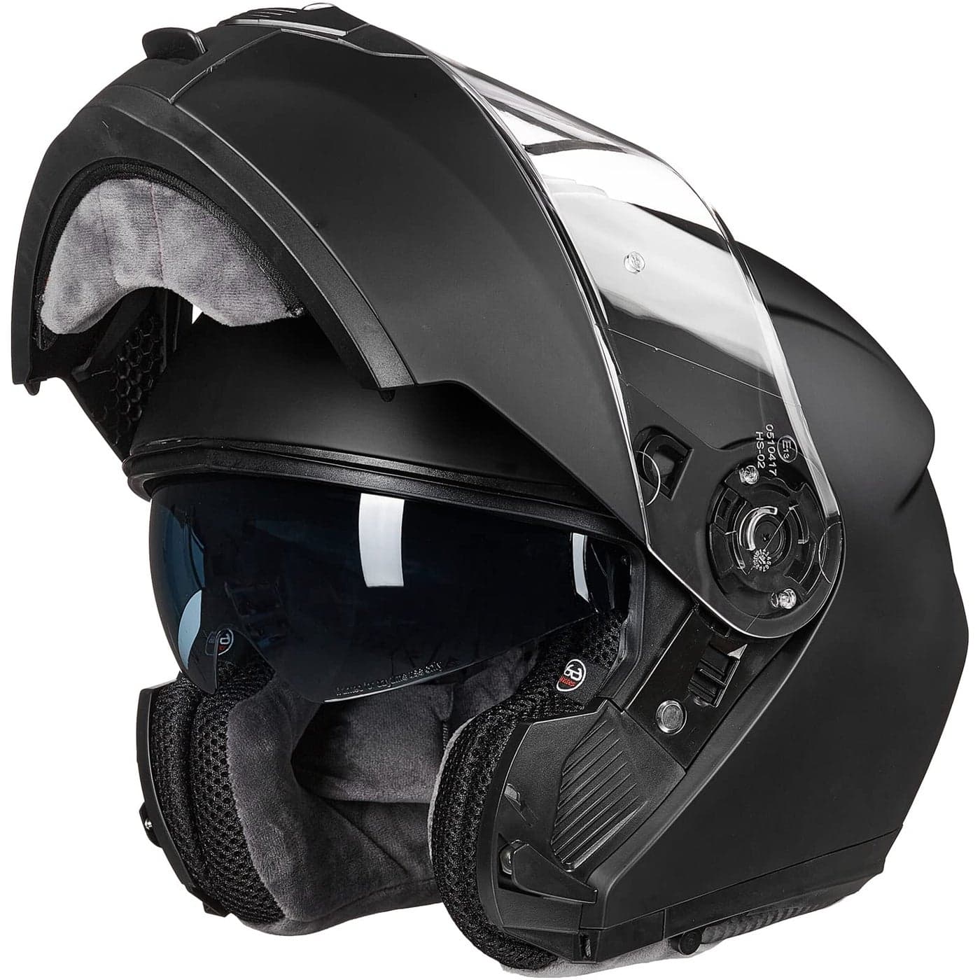 ILM Adult Motorcycle Modular Full Face Helmet Flip up Dual Visor DOT Approved Model 159Matte BlackLarge