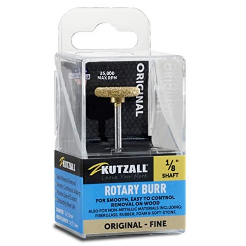 Kutzall Original Rotor Saw Rotary Burr, 1⁄8" Shaft, Fine - Wood Carving Bit for Dremel, Foredom, DeWalt, Milwaukee. Abrasive Tungsten Carbide, 3⁄4" (19mm) Dia. X 1⁄8" (3.1mm) Length, RS-34-EG
