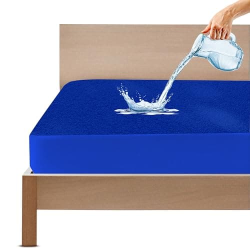 GADDA CO Cotton Feel Terry Waterproof Mattress Protector for King Size Bed | Ultra Soft, Breathable & Hypoallergenic Mattress Cover | 78 x 84 inch (6.5 x7ft) | Royal Blue - 1 Pack