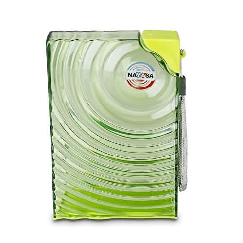 Nayasa Notebook Alpha Bottle- 580 ML, Stylish Look And Slim Water Bottle, Side Lid With Small Band Attached For Easy Holding, Compact Size, Light Weight, Ideal Usage For School & College, Green