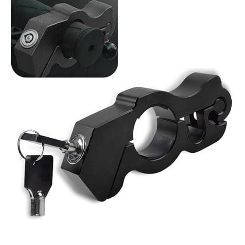 Zeathery Motorcycle Handlebar Lock Adjustable Security AntiTheft Device with AntiScratch Gasket Alloy AntiRust Computer Lock Cylinder Portable Accessories for Motorcycles Scooters ATVs Black