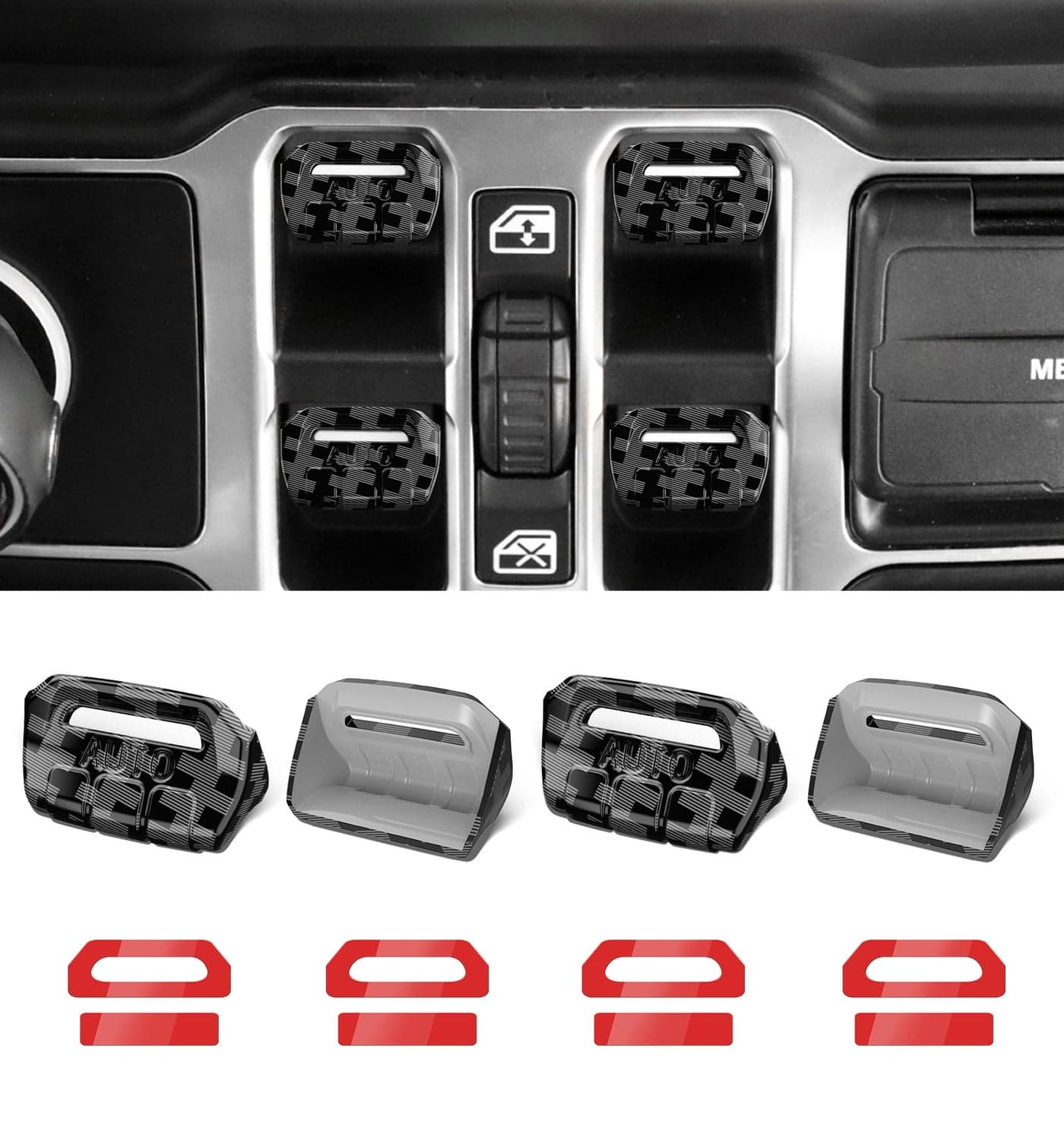 Eamplest Compatible with Jeep Wrangler JL JLU 20242018Gladiator JT 20202024 Interior Accessories Upgraded Window Switch Button Cover 4PCS Black