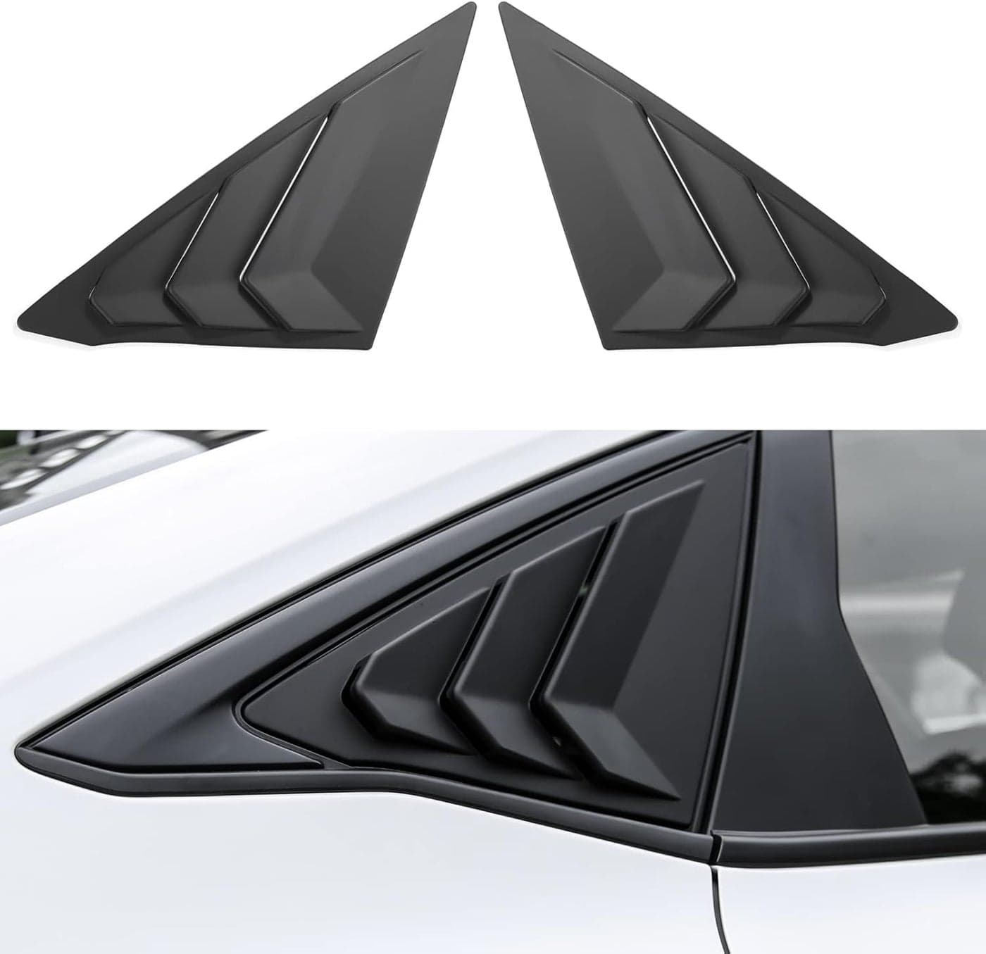 Spotrim Racing Style Rear Side Window Louvers for Honda Civic Sedan 2022-2025 (Matt Black)