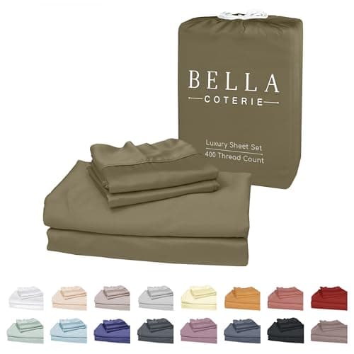 Bella Coterie Luxury Bamboo Viscose Queen Size Sheet Set 100 Organically Grown Ultra Soft Cooling for Hot Sleepers 18 Deep Pocket Olive