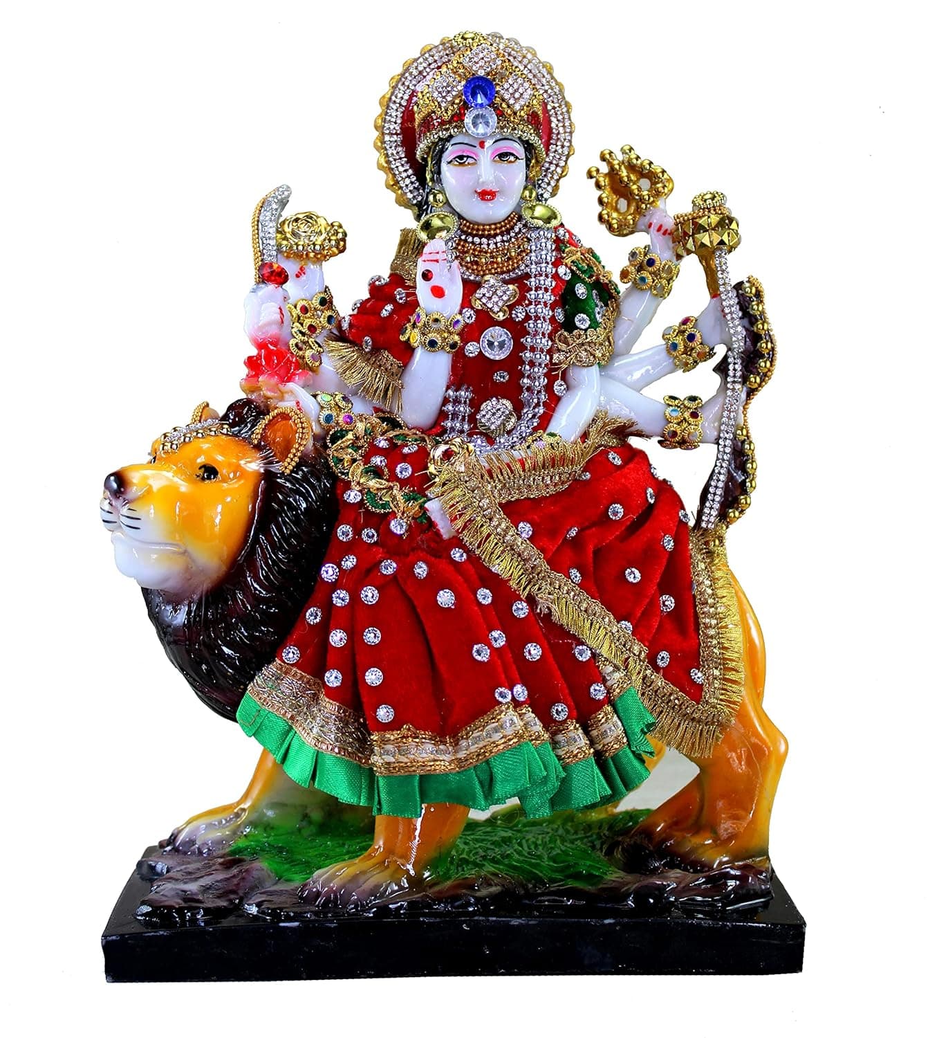 Esplanade Resin Durga MATA Rani Maa Sherawali Murti Idol Statue Sculpture Multicolor 11 Inches Height