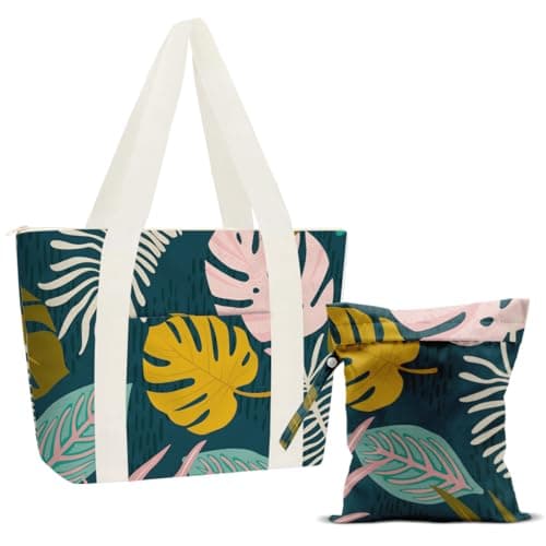 zcyxuuw Beach Bags Wet Bag for Swimsuit Palm leaves Personalized Tote Bag for Women Travel Birthday Gifts Aloha Bags Waterproof Beach Vacation Essentials Friends Travel Gifts
