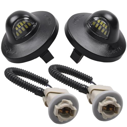 Sousery LED License Plate Light with Socket Wiring Harness Plugs Replaces Ford F150 F250 F350 F450 F550 Superduty Ranger Explorer Bronco Excursion Expedition6500K White2PCS