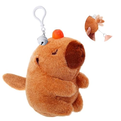 Cute Capybara Plush Toy with Shaking Tail Mini Capybara Keychain Stuff Animal Toys for Car Desk Back to School Gifts Backpack Charm Birthday Party Favor Fidget Toys for Kids Aduts Style B