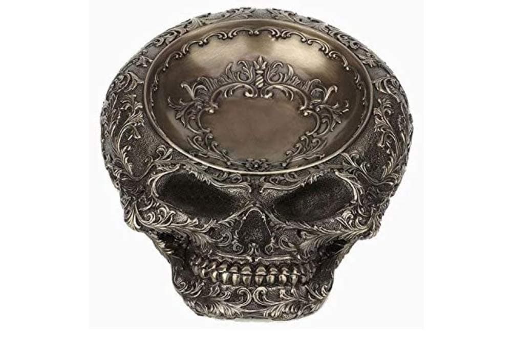 Veronese Design Antiqued Bronze Finish Human Skull Decorative Dish