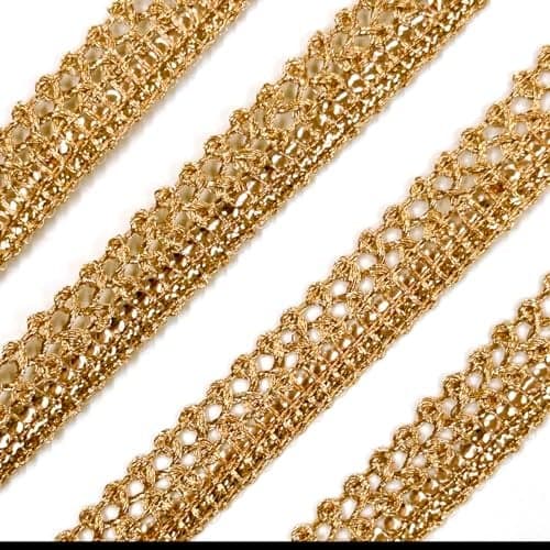 EmbroideryMaterial Zari Lace with Shining Sequence Sitara for Saree Border, Blouse, Dupatta Border, Lehenga, Kurti etc (18 Meters, Gold, 10MM Wide)