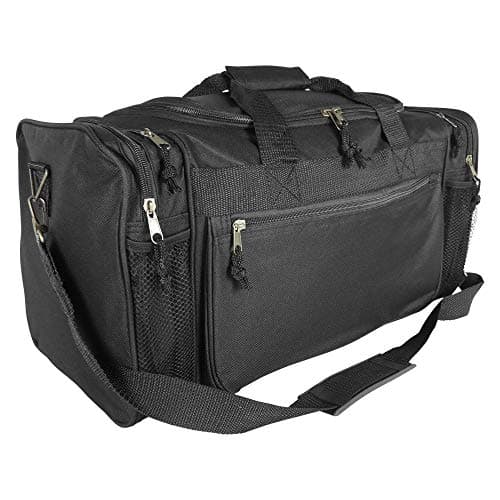 DALIX 20" Sports Duffle Bag w Mesh and Valuables Pockets Travel Gym (Black)