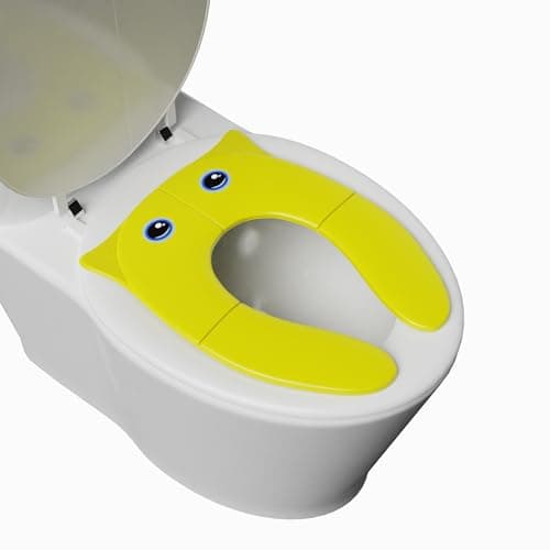 TECHHARK® Baby Potty Training Toilet Seat for Boys And Girls Kids, Non-Slip with Splash Guard, Fits Round & Oval Toilets, (TRAVEL YELLOW)