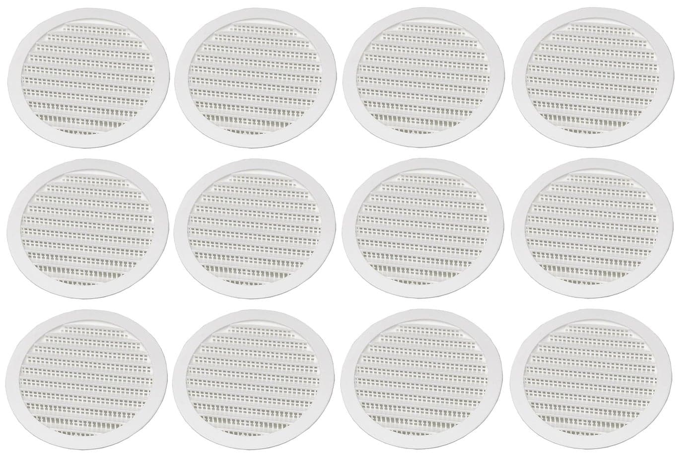 4 Round Plastic Louver Soffit Air Vent Reptile Screen Grille Cover 12 White