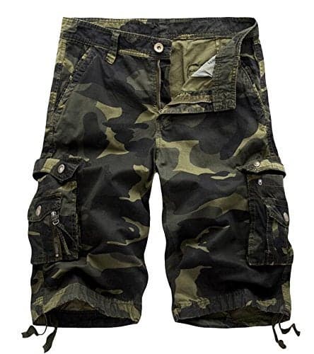 AOYOG Men's Camo Cargo Shorts Relaxed Fit Multi-Pocket Outdoor Camouflage Cargo Shorts Cotton