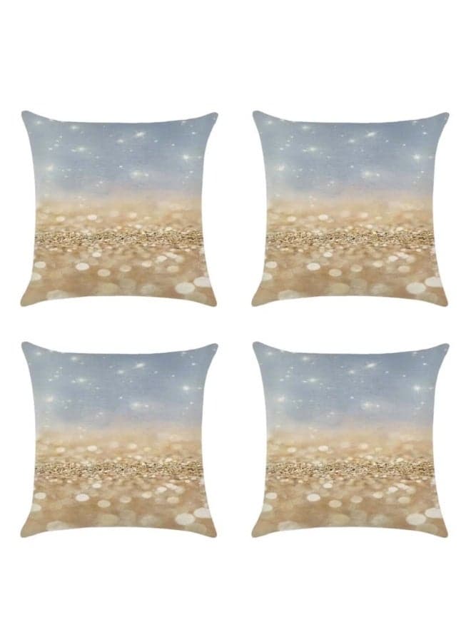 Pack of 4 Sky & Sand Cushion Covers 45x45cm – Cotton Blend Multicolour Decorative Cushion Cover for Sofa & Bedroom