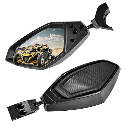 SLORIMOD Aluminum Side Mirrors for Can-Am Maverick R / X3 / Max 2017-2025, Adjustable Folding Clear Rearview Side Mirrors Replace #715007363 (1 Pair)