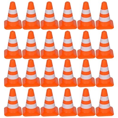 NUOBESTY 50Pcs Mini Traffic Cones, 0.98in Mini Traffic Cones Signs Miniature Sports Training Roadblock Toy Small Street Signs Models for Construction, Kids Pretend Play, Barricades, Traffic Scene