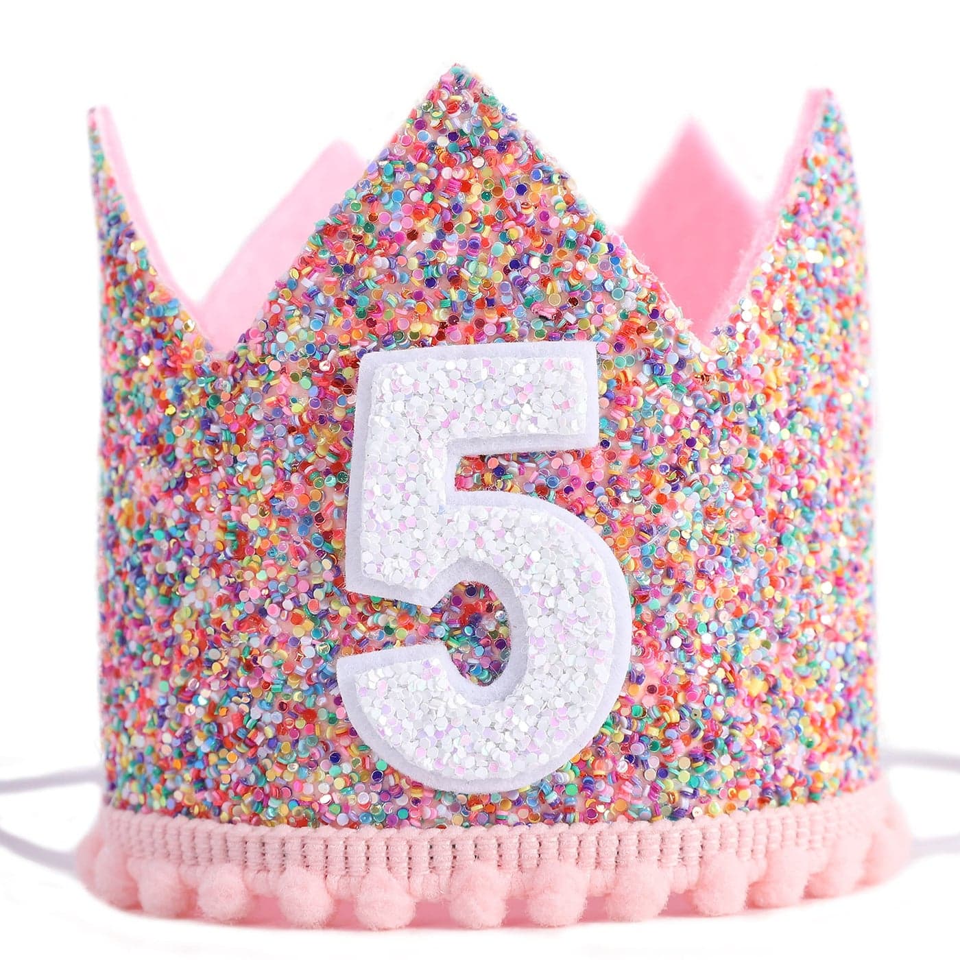 WAHAWU Rainbow Crown for 5th Birthday Party Glitter Birthday Crown Birthday Hats for Kids Babys Birthday Photo Props Crown Birthday Decoration Little Girls Hair Accessories Party