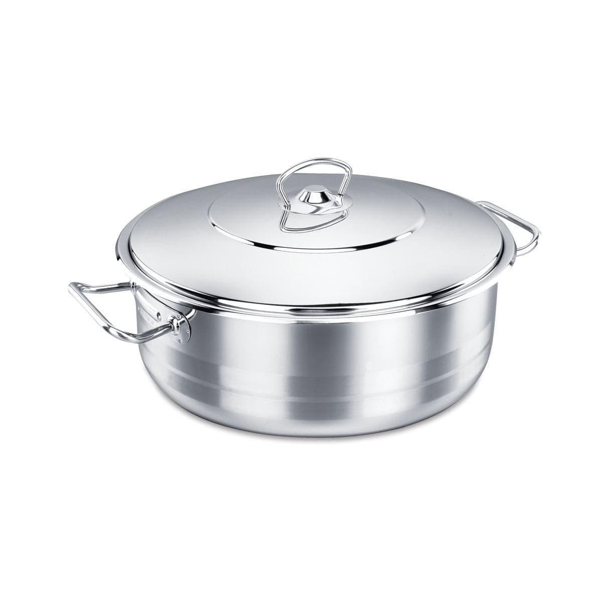 Korkmaz Astra Stainless Steel Dutch Oven with Lid Encapsulated Aluminum Low Casserole 475 Quart