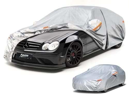 Kayme 6 Layers Car Cover Custom Fit for Mercedes Benz CLK 200 280 320 350 430 500 19972025 Waterproof All Weather for Automobiles Outdoor Full Cover Rain Sun UV ProtectionSilver