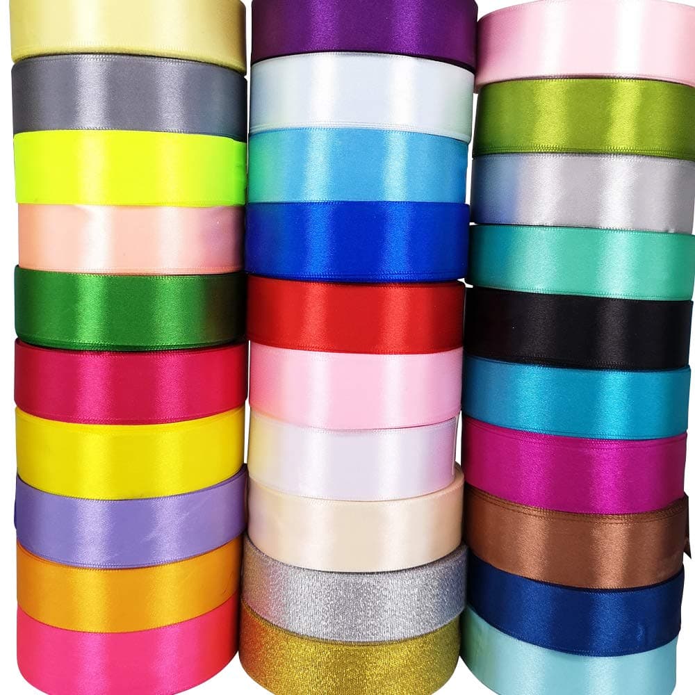 Chenkou Craft Solid Satin Ribbon Ribbons Assorted 40 Yards Craft Bow Party Decoration Packing Ribbons Mix 1 1240mm
