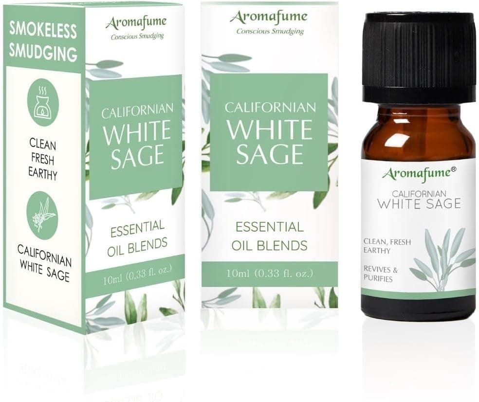 Californian White Sage Essential Oil Diffuser Blend by Aromafume | 3x10ml/0.33 fl oz | Aromatherapy Oil for Cleansing Negative Energy & Protection | Ethically sourced | Sage Oil for Smokeless Smudging