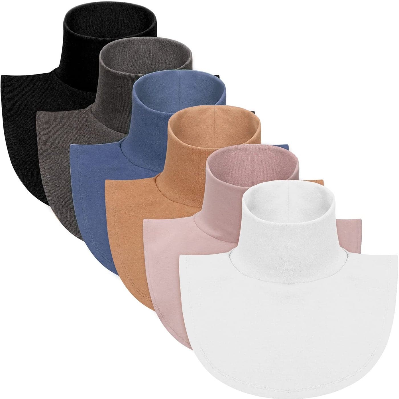 SATINIOR 6 PCS Women Fake Collar Detachable Dickey Collar Solid Turtleneck Mock Turtleneck Dickey Half Blouse Neckline (Light Khaki, Blue, Gray)