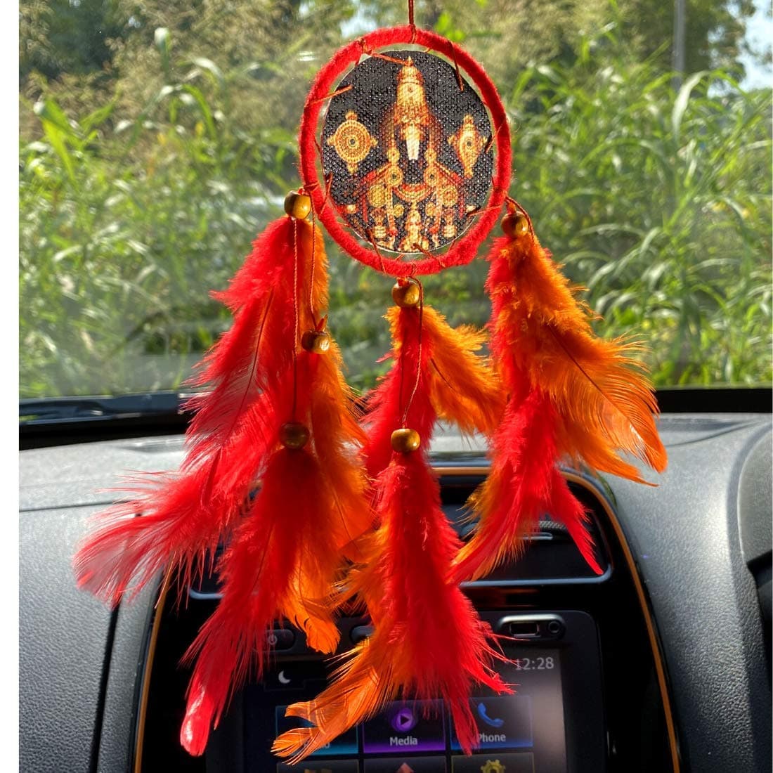 Rooh Dream Catcher Tirupati Balaji Car Hanging Handmade Hangings for Positivity Can be Used as Home Decor Gift Wall Hangings Meditation Room Yoga Temple Wind Chime Car Hanging