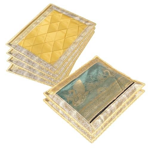 Kuber Industries Satin Saree Cover | Clothes Storage Bag | Single Packing Saree With Zip Closure | Wardrobe Organizer | Cloth Stoarge | 4 Side Lace Saree Cover | Pack Of 6 | Golden, 36 Cm, 1 Cm