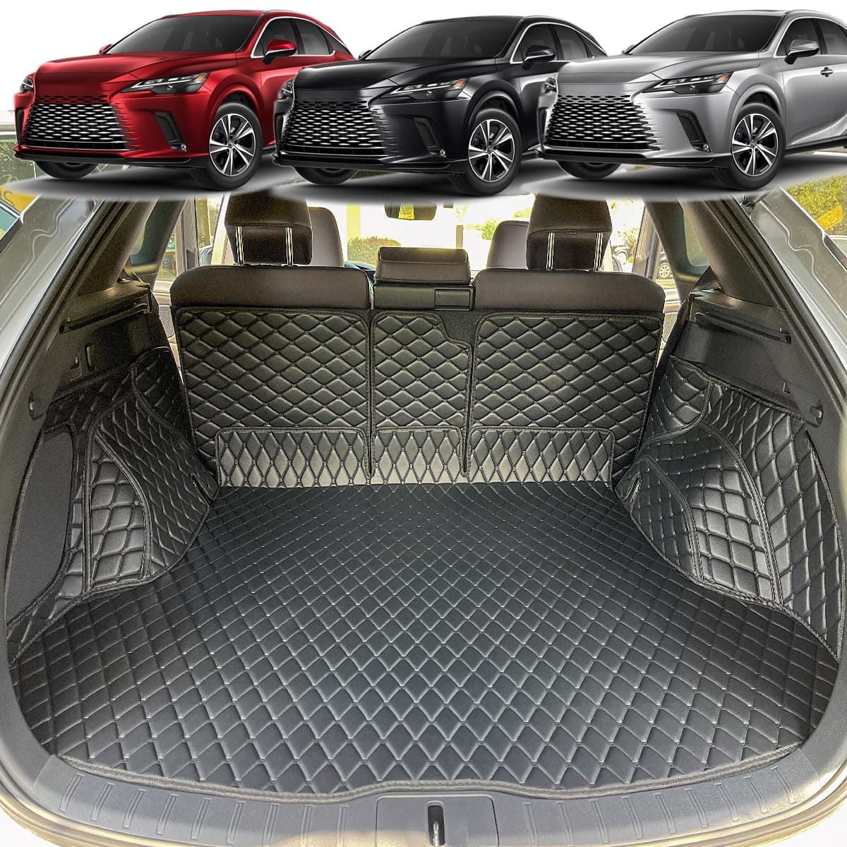 7DEEKEI Cargo Mat for 20232025 Lexus RX350 RX350H RX450H RX500H Trunk Mat and Rear Backrest Mat Cargo Liners All Weather AntiSlip